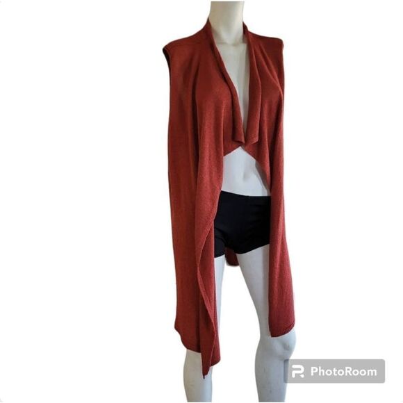 Moth anthropologie womens Sz M orange gold sleeveless cardigan - Picture 2 of 8